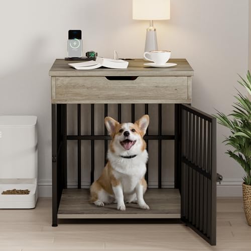 Dog Crate Furniture for Small Dogs (Grey)