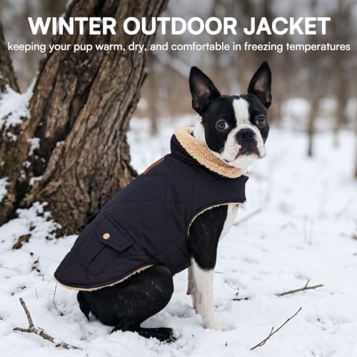 XL Warm Puffer Dog Jacket Ultra Thick Plush Quilting Winter Coat (X-Large / Dark Navy)