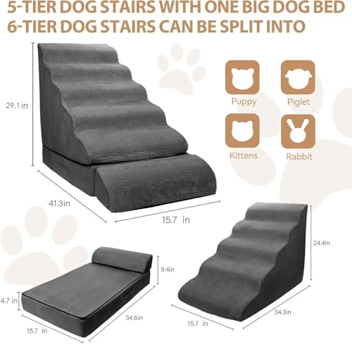 Dog Stairs for High Beds 30 (Dark Gray)