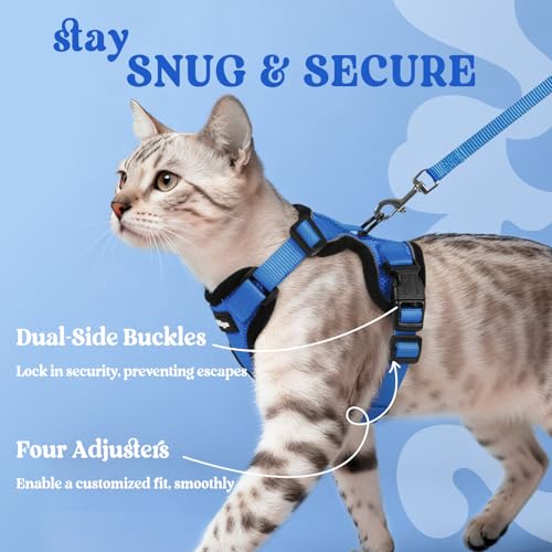 Cat Harness and Leash Set (S / Navy Blue)
