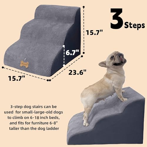 3 Step Pet Stairs for High Beds & Couches