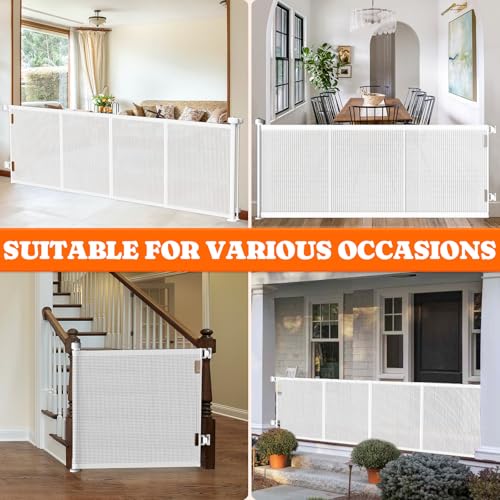 Retractable Baby Gates Extra Wide (White / 41" Tall x 200" Wide)