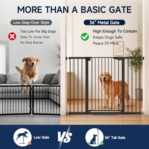 36" Extra Tall Dog Gate for Large Dogs (Black / 30"-54" W x 36" H)