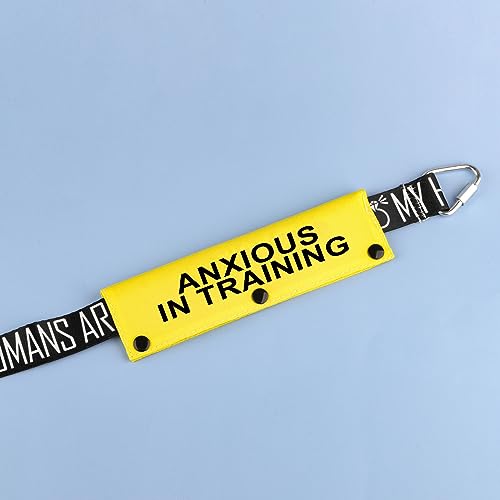 Funny Dog Leash Sleeve Have Anxious In Training Dog Leash Wrap Sleeve Pet Birthday Gift (Anxious In Training-YE Sleeve)