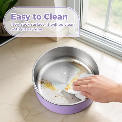 Dog Bowl Stainless Steel Food and Water Bowl (40 oz / Light Purple)