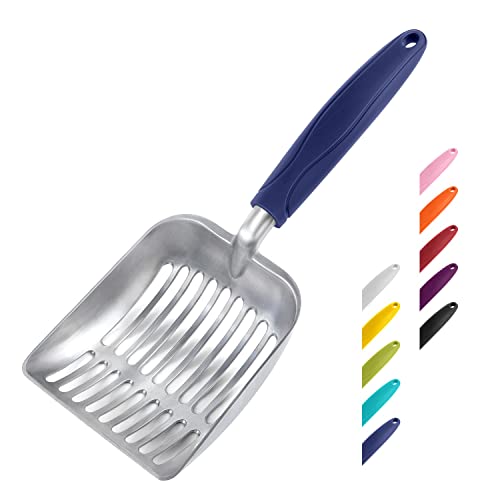 Cat Litter Scoop (Small / FLAT Aluminum \ #01 Blue Handle)