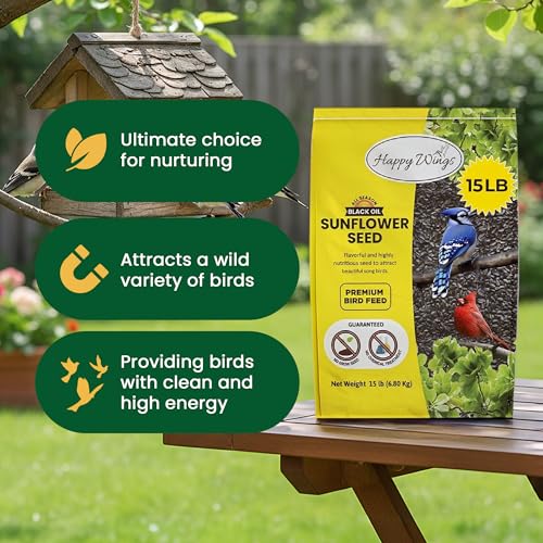 15 LB Black Oil Sunflower Seeds Bird Food (15 Pound (Pack of 1))
