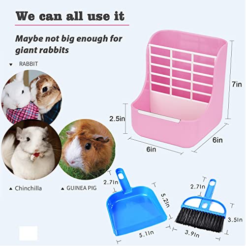 Rabbit Hay Food Bin Feeder and Bunny Water Bottle Set (PINK / Large)