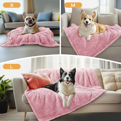 1 Pack 3 Calming Dog Blanket Fluffy Premium Fleece Pet Blankets Soft Sherpa Throw for Dogs Puppy Cat Pink Large (Large (Pack of 3) / Pink)