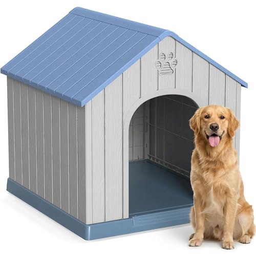 Outdoor Dog House Waterproof Roof (Light Blue / Large Dog: 38 Inch)