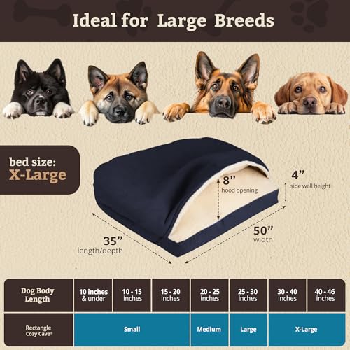 Rectangle Cozy Cave Dog Bed (Navy / Extra Large)