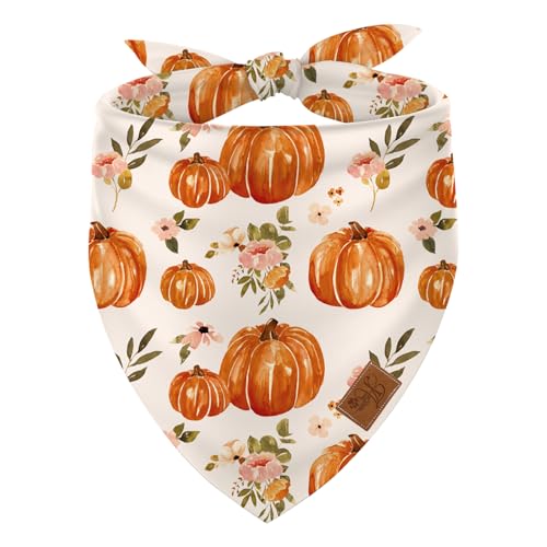 Fall Dog Bandana Pumpkin Floral Pet Scarf Double