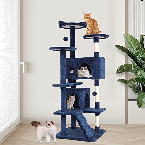 54" Cat Tree Tower (54in / Navy Blue)
