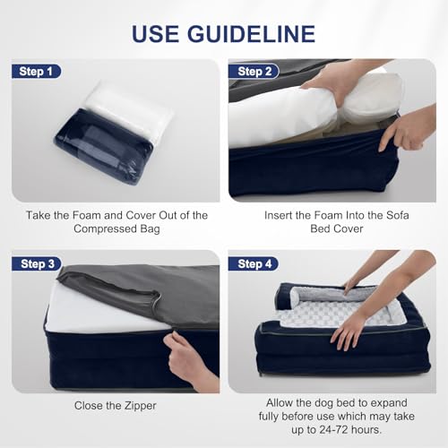Orthopedic Supportive Large Dog Bed (42.0''l x 32.0''w x 6.5''th / Blue)