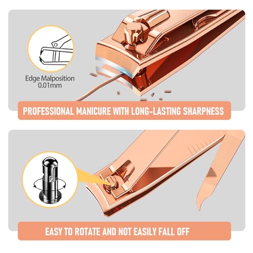 2Pcs Rose Gold Nail Clippers Set (Rose Gold)