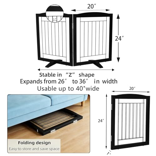 Freestanding Dog Fence Indoor (Black / 【2 Panels】40''w x 24''h)