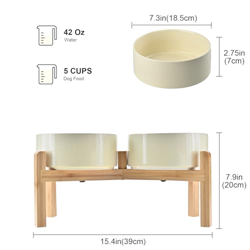 Elevated Dog Bowls Ceramic (7.3 in - 5.3 cups / Beige)