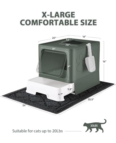 Cat Litter Box with X (Upgrade Olive Green)