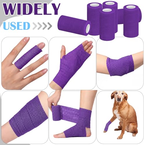 36 Pcs Self Adherent Bandage 4" X 5 Yard Wrap Breathable (Deep Purple / 4" X 5 Yard)