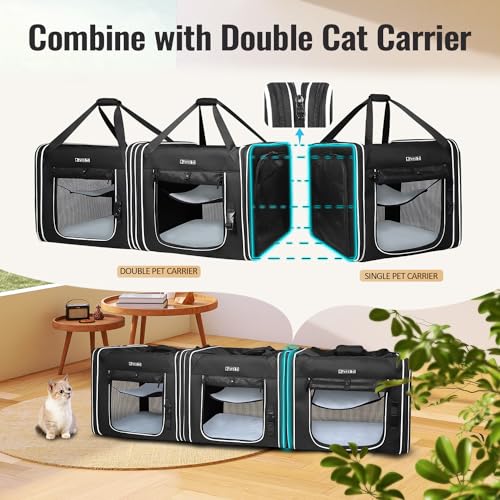 Combinable Pet Car Travel Carrier for a Large Cat (18.0"L x 17.0"W x 17.0"H / Black-1)