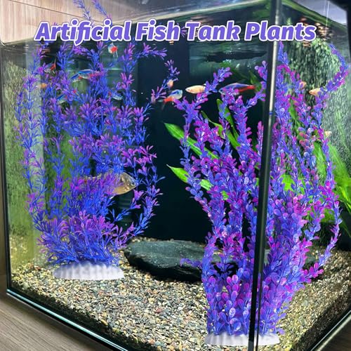 Aquarium Plastic Plants Aquarium Decor Artificial Fish Tank Plants (Purple（style B）)