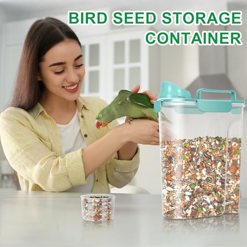 Pet Dog Cat Food Storage Containers 2 Pack 10 to 14 Lbs (Cyan&Grey / 6 Qt -2 Pack)