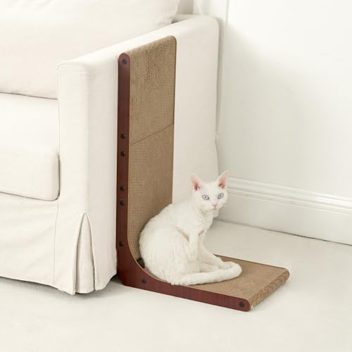Cardboard Cat Scratcher for Indoor Cats (Dark Brown / 17x13.1x32)