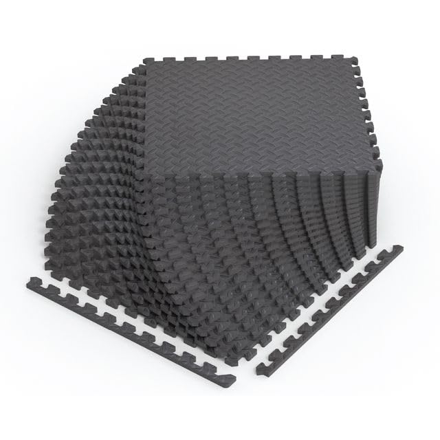 Diamond Plate EVA Foam Gym Floor Tiles (Grey / 54 Tiles - 216 Sq. Ft.)
