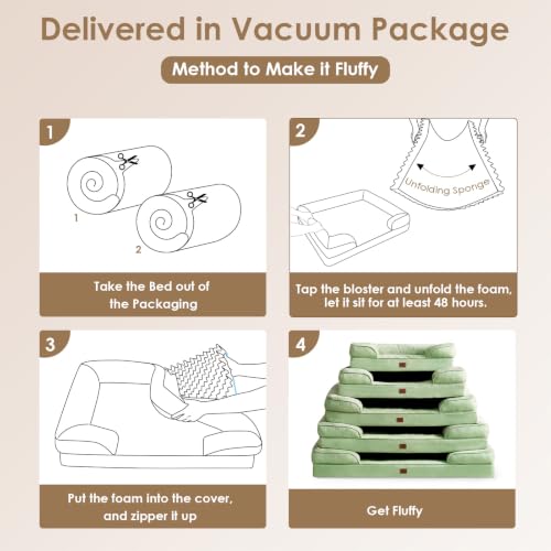 Orthopedic Dog Beds Large Sized Dog (Sage Green / 41.0"l X 27.0"w X 6.5"th)