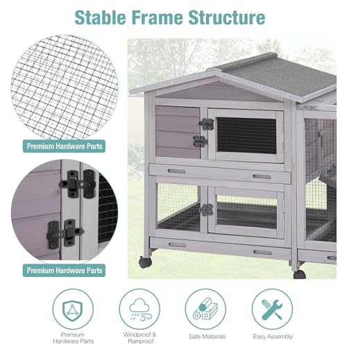 Indoor Rabbit Hutch with Pull (Dark Grey)