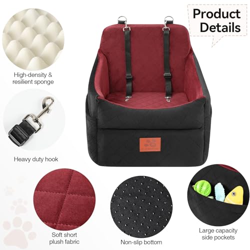 Dog Car Seat for Small (Black/Red)