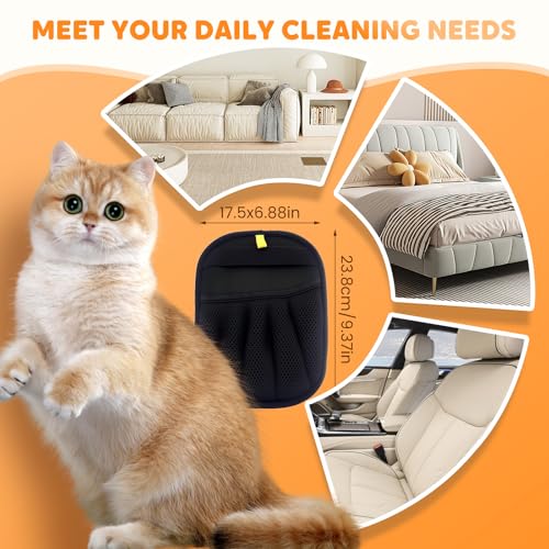 Pet Hair Removal Glove for Cats & Dogs (3pcs_black)