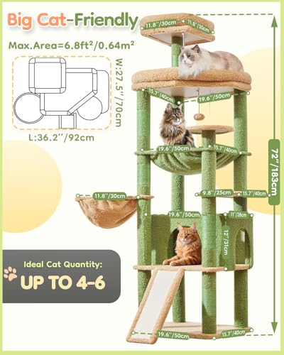 Cat Tree for Large Cats (Cactus / 72 Inches)