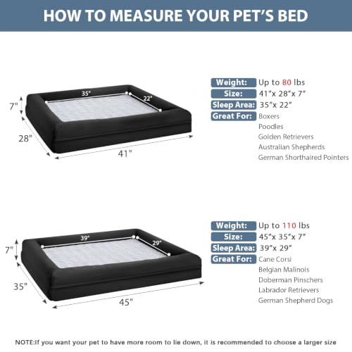 XXL Extra Large Orthopedic for Senior Dog BedComfy Sleeping (Black / XX-L (45x35x7in))