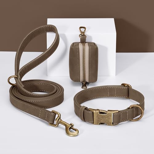 Soft PU Leather Dog Collar for Small Dogs (S：Fit 10-15" Neck, Width ⅝" / Brown)