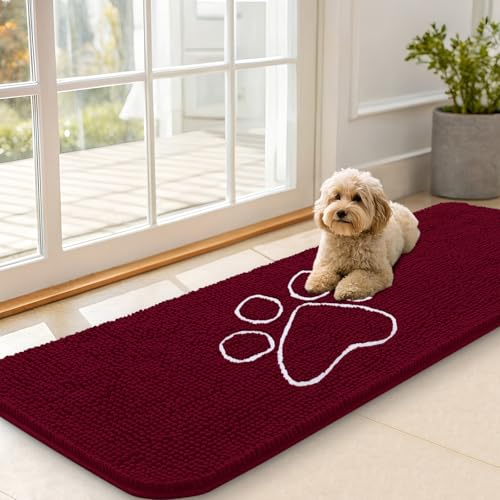 Dog Door Mat for Muddy Paws 70x35 (Burgundy / 70" X 35")