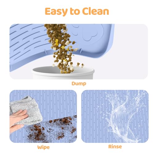 Cat Food Mat Extra Large Silicone Pet Bowl Mat 34''x22'' (Blue / 34"L x 22"W)