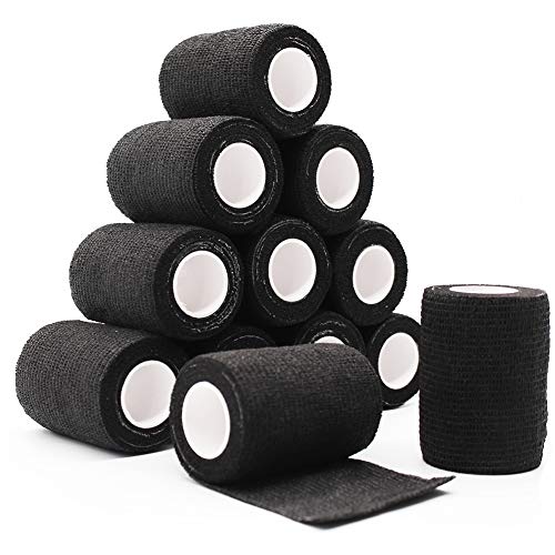 12 Rolls Elastic Self Adhesive Bandage Wrap 3 Inch (3 Inch-12 Count Black)