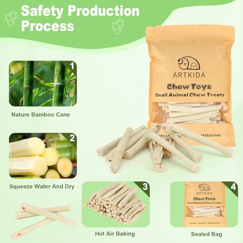 2.7lb Sweet Bamboo Sticks for Rabbits Chew Sticks Toys Guinea Pig Hamster Chinchilla Molar Treats Snacks