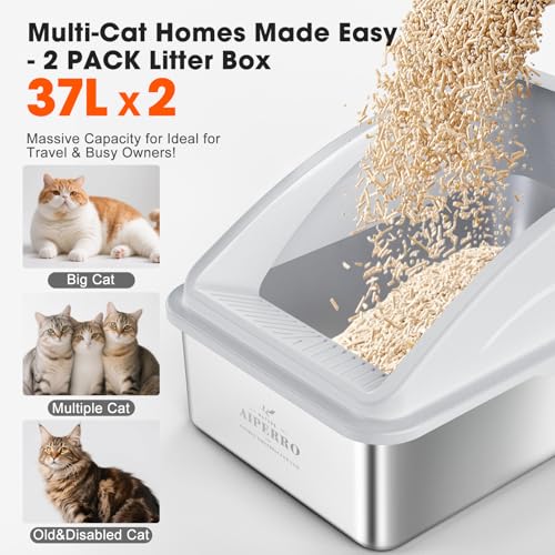 Stainless Steel Litter Box (Silver Gray / X-Large)