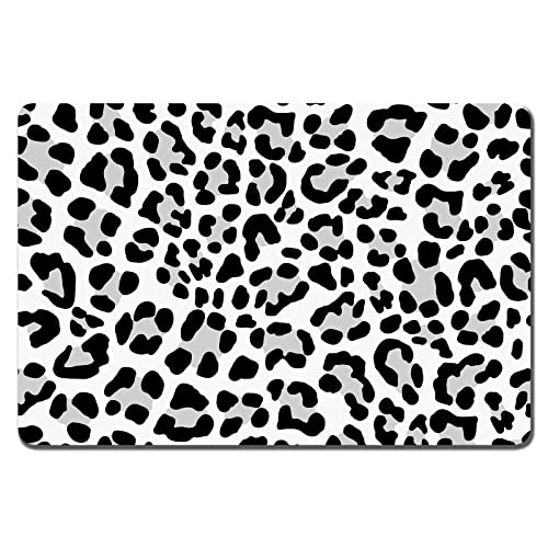 Dog Food Mat 16" x 24" Leopard Absorbent Dog Cat Bowl Mat for Food and Water (White Leopard / 16"L x 24"W)
