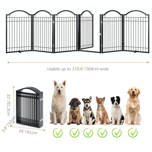 Metal No Assembly Freestanding Dog Gate with Door Walk Through (Black / 6 panels)