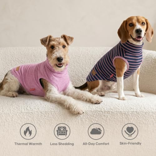2Pack Dog Sweater for Small Dogs Soft Pet Coats Fleece Sweatshirt (Small (4-7lbs) / 1# Stripe+Purple)