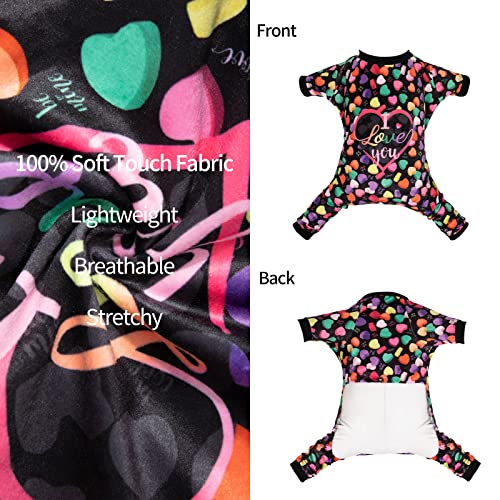 Small Dogs Outfit Soft Puppy Onesies Pjs Dog Pajamas Pet Coat Cat Apparel Comfy Doggie Jumpsuit Bodysuit for All Seasons (I love u / Large)