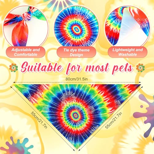50 Pcs Tie Dye Dog Bandanas Bulk (Tie Dye / 31.5 x 21.7 x 21.7")