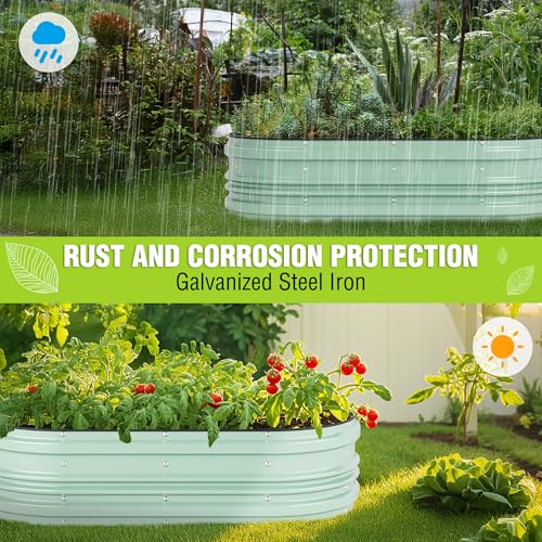 4x2x1ft Galvanized Raised Garden Bed Set (Light Green / 4x2x1ft)