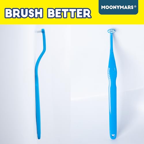 Small Dog Toothbrush (Blue - Horizontal Head / 1 Count (Pack of 2))
