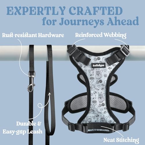 Cat Harness and Leash Set (M / Doodle Gray)