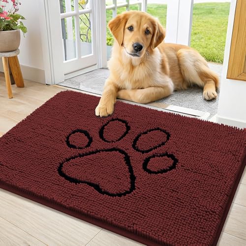 Dog Door Mat for Muddy Paws (36"X24" / Caramel Russet and Black)