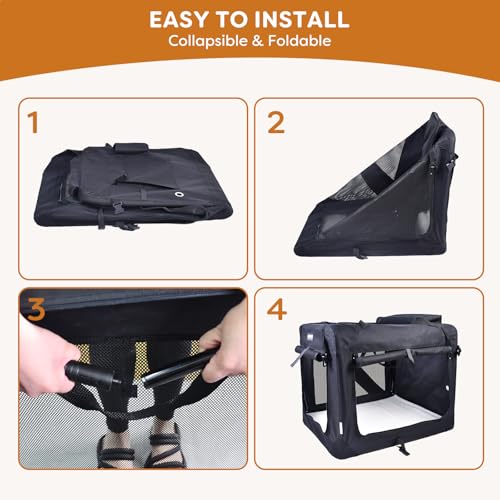 3 Door Portable Collapsible Soft Dog Crate Carrier with Bed (Graphite Black)